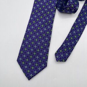 Cape Cod Neckwear Mens Silk Geometric Pattern Purple Neck Tie
